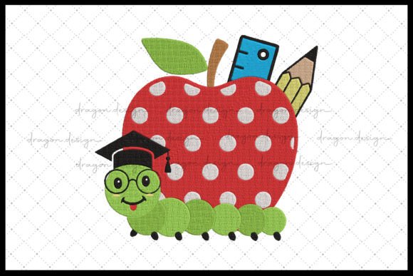 Apple Worm School Supplies Embroidery Design Review