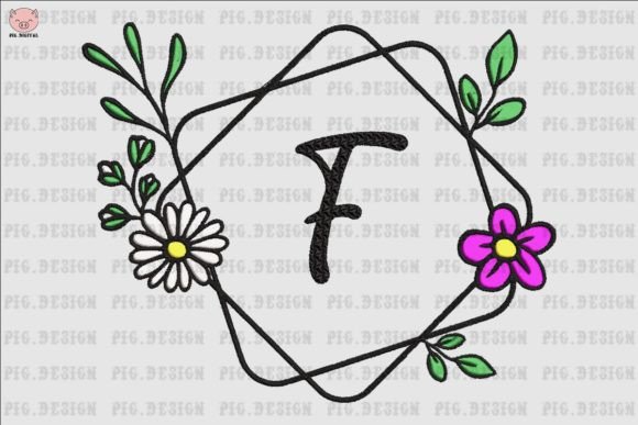 Flower Daisy Font F Embroidery for Sweatshirts & Hoodies