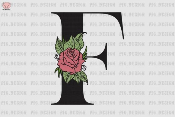 Flower Rose Font F: A Stitched Floral Letter for Every Season