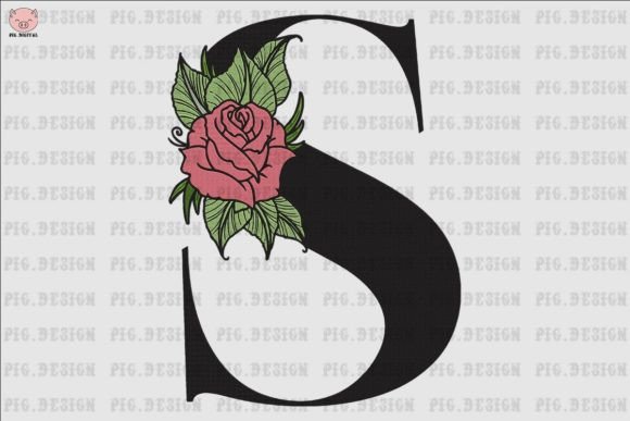 Flower Rose Font S: A Delicate Embroidery Design for Gifts